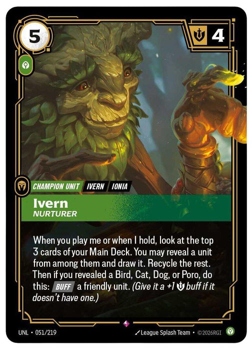 Image for Ivern - Nurturer (051/219) (Foil) [Unleashed] - Riftbound: League of Legends Trading Card Game