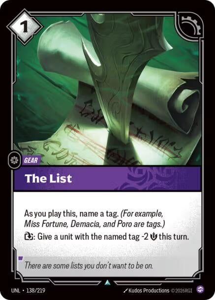 Image for The List (138/219) (Foil) [Unleashed] - Riftbound: League of Legends Trading Card Game
