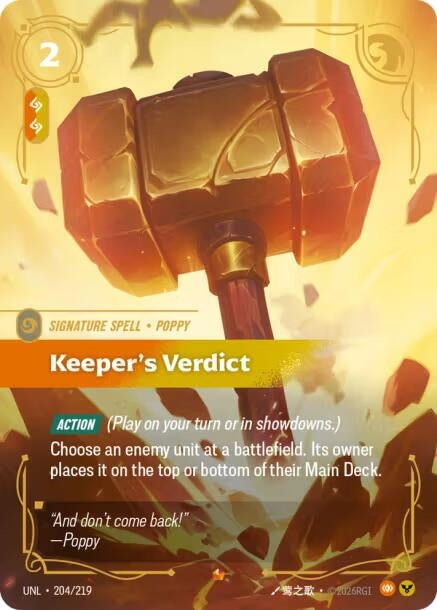 Image for Keeper's Verdict (204/219) (Foil) [Unleashed] - Riftbound: League of Legends Trading Card Game