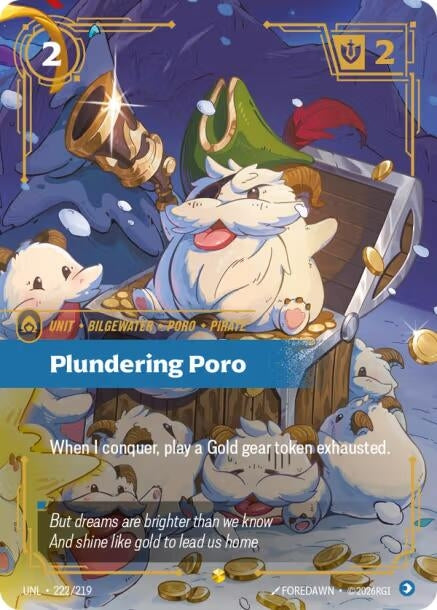 Image for Plundering Poro (Overnumbered) (222/219) (Foil) [Unleashed] - Riftbound: League of Legends Trading Card Game