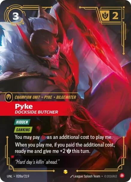 Image for Pyke - Dockside Butcher (Alternate Art) (028a/219) (Foil) [Unleashed] - Riftbound: League of Legends Trading Card Game