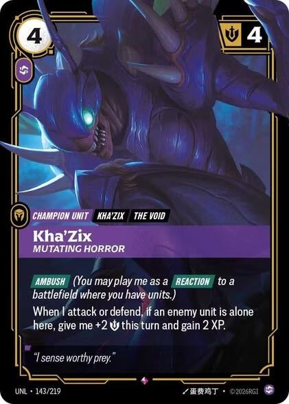 Image for Kha'Zix - Mutating Horror (143/219) (Foil) [Unleashed] - Riftbound: League of Legends Trading Card Game