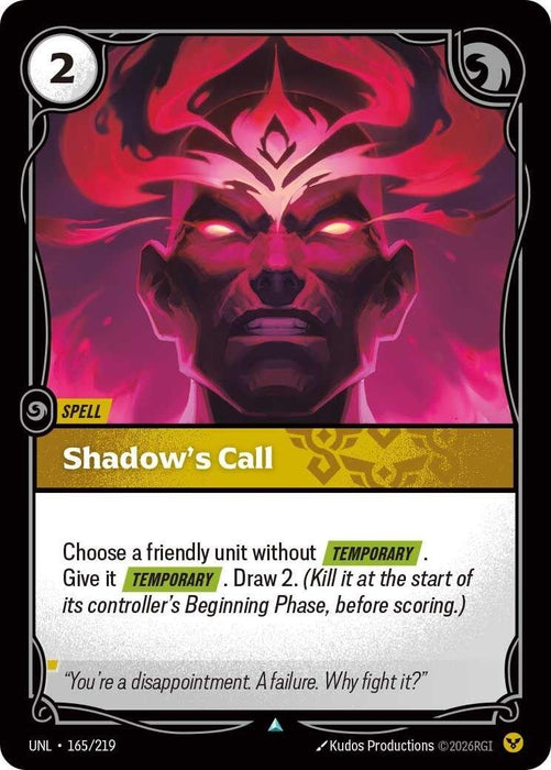 Image for Shadow's Call (165/219) (Foil) [Unleashed] - Riftbound: League of Legends Trading Card Game