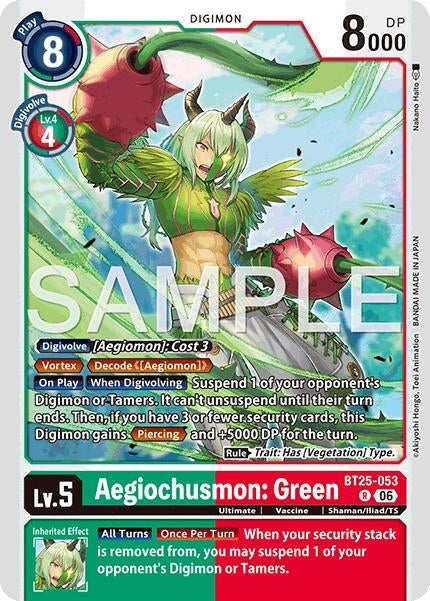 Image for Aegiochusmon: Green (BT25-053 R) (Foil) [Dual Revolution] - Digimon Card Game
