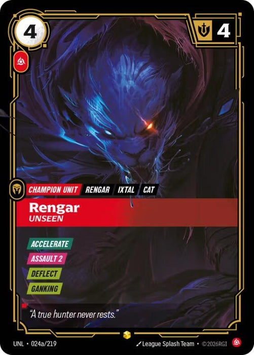 Image for Rengar - Unseen (Alternate Art) (024a/219) (Foil) [Unleashed] - Riftbound: League of Legends Trading Card Game