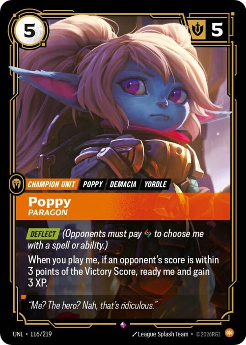 Image for Poppy - Paragon (116/219) (Foil) [Unleashed] - Riftbound: League of Legends Trading Card Game