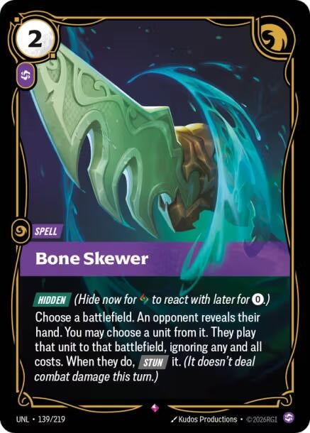 Image for Bone Skewer (139/219) (Foil) [Unleashed] - Riftbound: League of Legends Trading Card Game