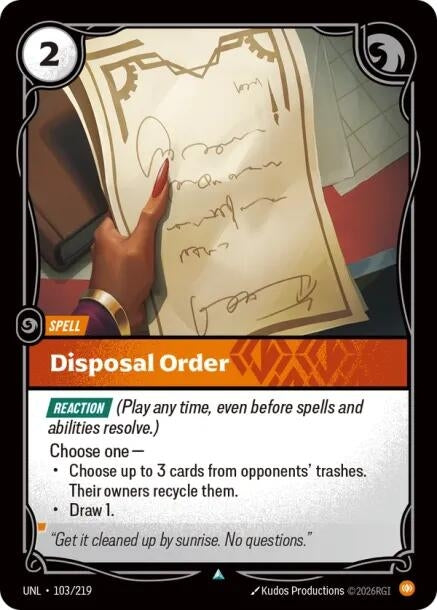 Image for Disposal Order (103/219) (Foil) [Unleashed] - Riftbound: League of Legends Trading Card Game