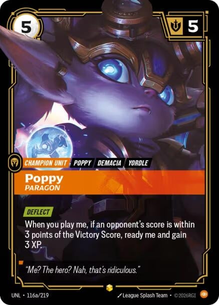 Image for Poppy - Paragon (Alternate Art) (116a/219) (Foil) [Unleashed] - Riftbound: League of Legends Trading Card Game