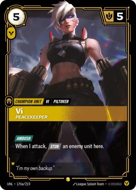 Image for Vi - Peacekeeper (Alternate Art) (176a/219) (Foil) [Unleashed] - Riftbound: League of Legends Trading Card Game