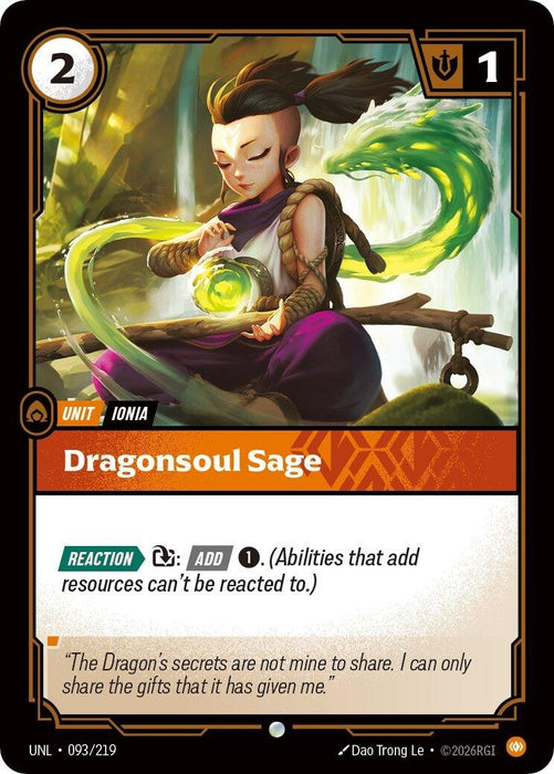 Image for Dragonsoul Sage (093/219) (Foil) [Unleashed] - Riftbound: League of Legends Trading Card Game