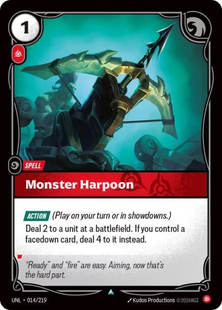 Image for Monster Harpoon (014/219) (Foil) [Unleashed] - Riftbound: League of Legends Trading Card Game
