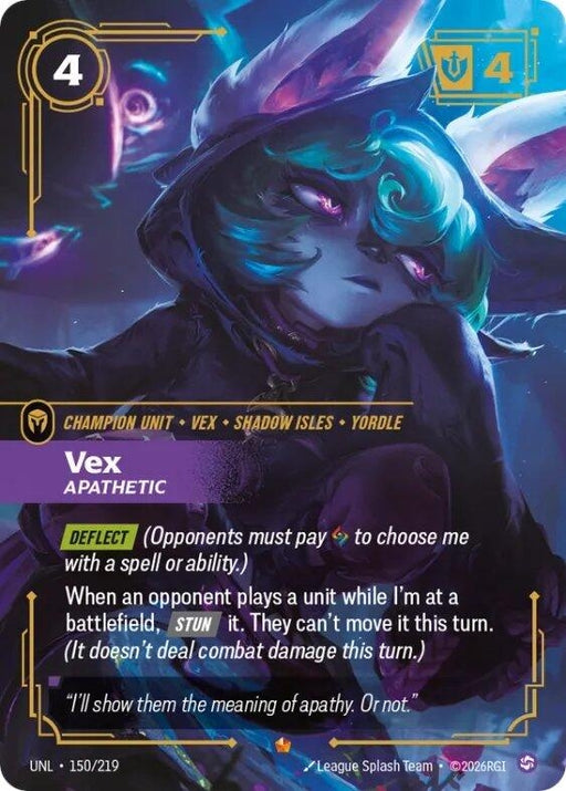 Image for Vex - Apathetic (150/219) (Foil) [Unleashed] - Riftbound: League of Legends Trading Card Game