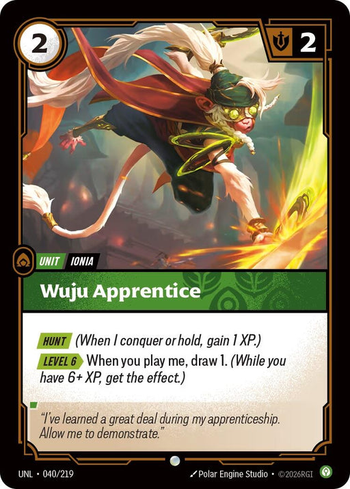 Image for Wuju Apprentice (040/219) (Foil) [Unleashed] - Riftbound: League of Legends Trading Card Game