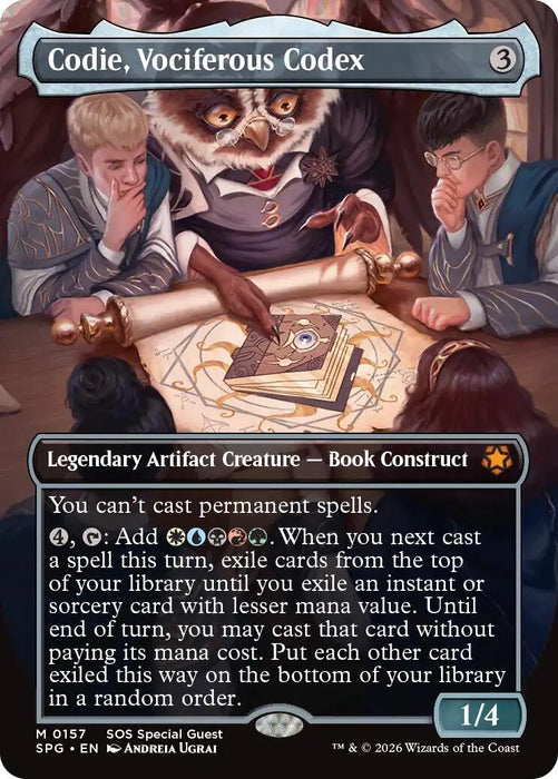 Image for Codie, Vociferous Codex (Borderless) (157) (Foil) [Special Guests] - Magic: The Gathering