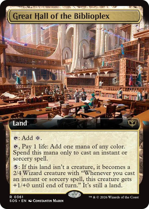 Image for Great Hall of the Biblioplex (Extended Art) (361) (Foil) [Secrets of Strixhaven] - Magic: The Gathering