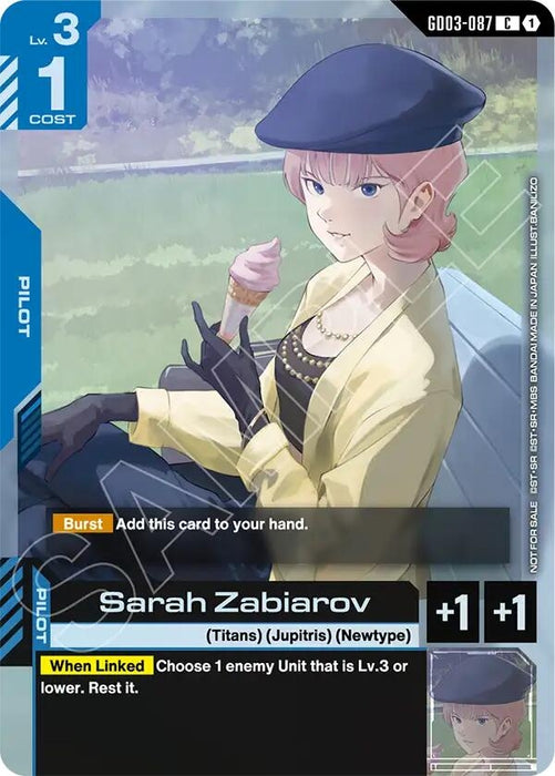 Image for Sarah Zabiarov (Store Tournament Participant Pack 04) (GD03-087) (Holofoil) [Gundam Promotional Cards] (GCG-PR) - Gundam Card Game