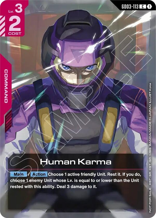 Image for Human Karma (Store Tournament Participant Pack 04) (GD03-113) (Holofoil) [Gundam Promotional Cards] (GCG-PR) - Gundam Card Game
