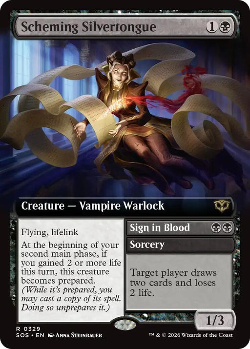 Image for Scheming Silvertongue (Extended Art) (329) (Foil) [Secrets of Strixhaven] - Magic: The Gathering