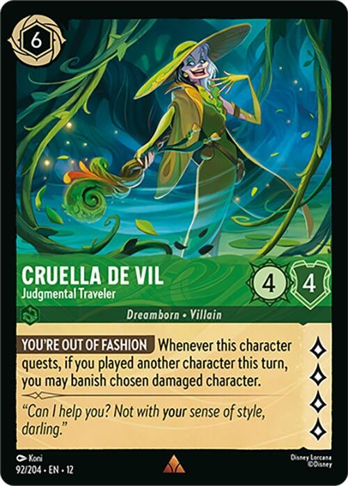 Image for Cruella De Vil - Judgmental Traveler (92/204) (Cold Foil) [Wilds Unknown] - Disney Lorcana