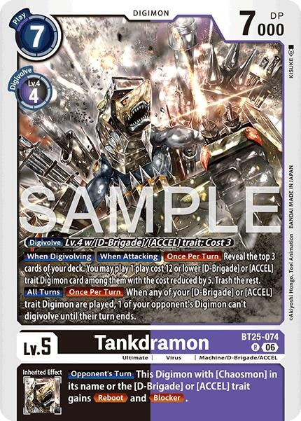 Image for Tankdramon (BT25-074 R) (Foil) [Dual Revolution] - Digimon Card Game