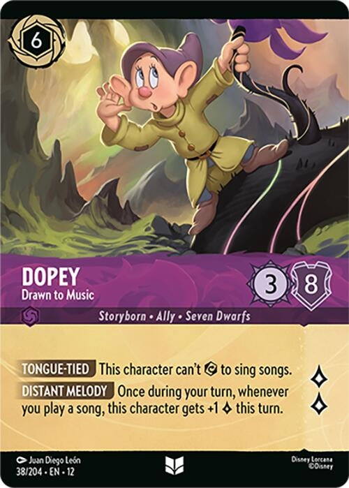 Image for Dopey - Drawn to Music (Foil) (38/204) (Cold Foil) [Wilds Unknown] - Disney Lorcana