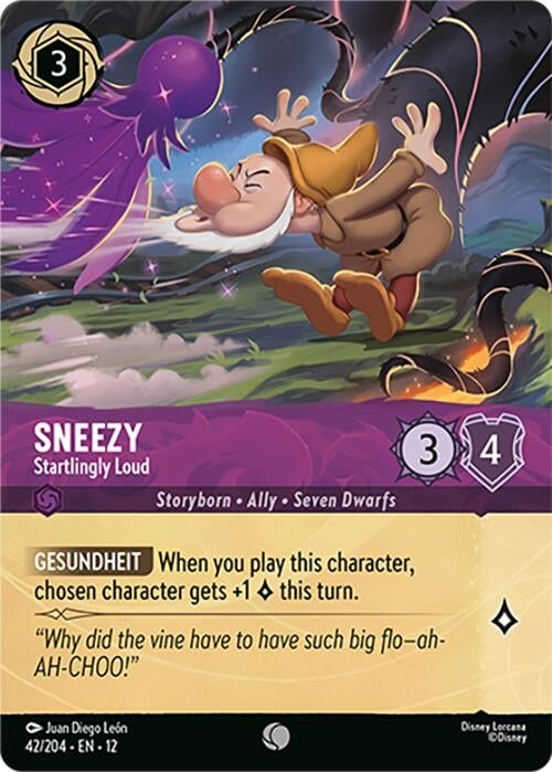 Image for Sneezy - Startlingly Loud (Foil) (42/204) (Cold Foil) [Wilds Unknown] - Disney Lorcana