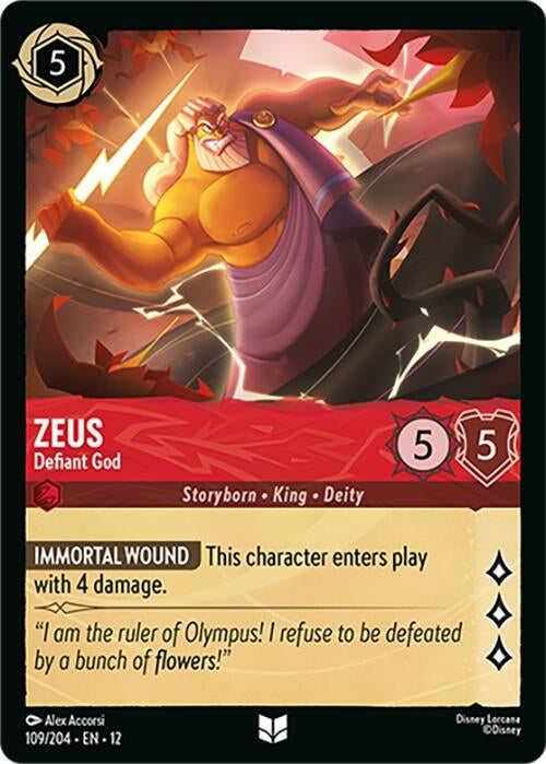 Image for Zeus - Defiant God (109/204) [Wilds Unknown] - Disney Lorcana