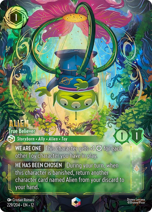 Image for Alien - True Believer (Enchanted) (229/204) (Holofoil) [Wilds Unknown] - Disney Lorcana