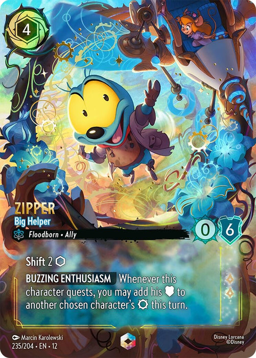 Image for Zipper - Big Helper (Enchanted) (235/204) (Holofoil) [Wilds Unknown] - Disney Lorcana