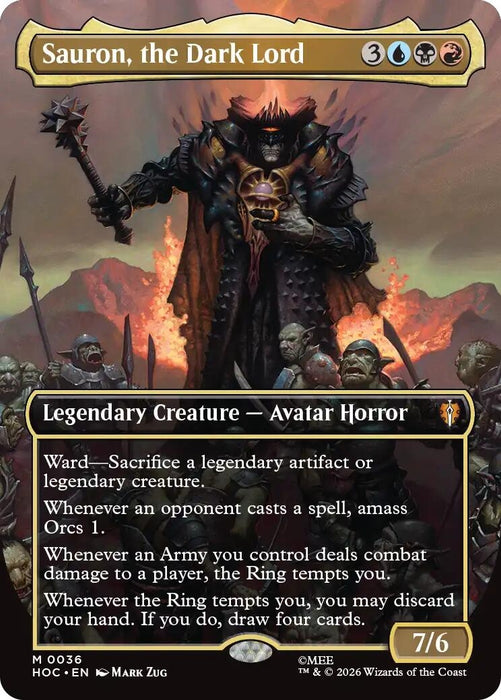 Image for Sauron, the Dark Lord (Borderless) (36) (Foil) [The Hobbit: Eternal-Legal] (HOC) - Magic: The Gathering