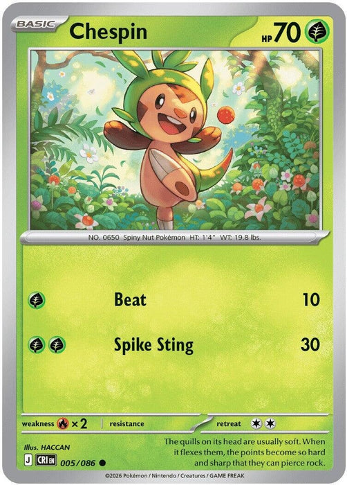 Chespin (005/086) (Reverse Holofoil) [ME04: Chaos Rising]