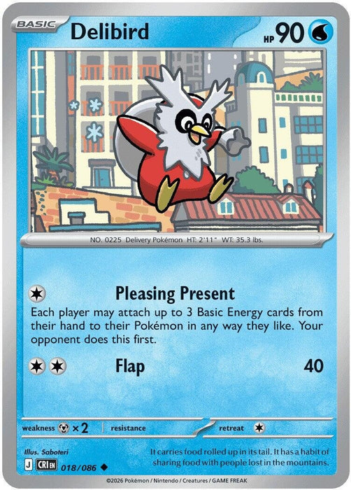 Delibird (018/086) (Reverse Holofoil) [ME04: Chaos Rising]