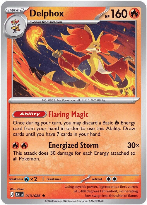 Delphox (013/086) (Reverse Holofoil) [ME04: Chaos Rising]
