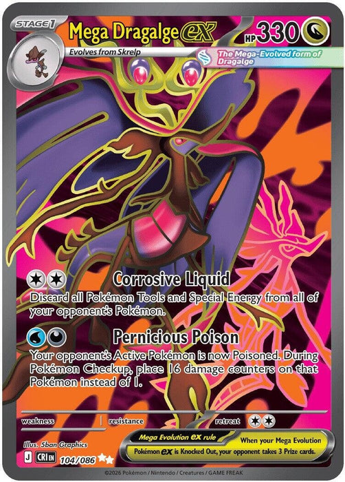 Mega Dragalge ex (104/086) (Holofoil) [ME04: Chaos Rising]