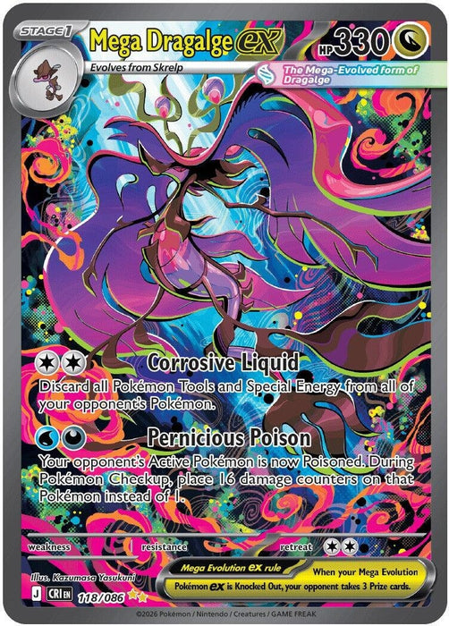 Mega Dragalge ex (118/086) (Holofoil) [ME04: Chaos Rising]