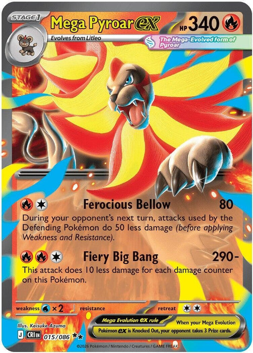 Mega Pyroar ex (015/086) (Holofoil) [ME04: Chaos Rising]