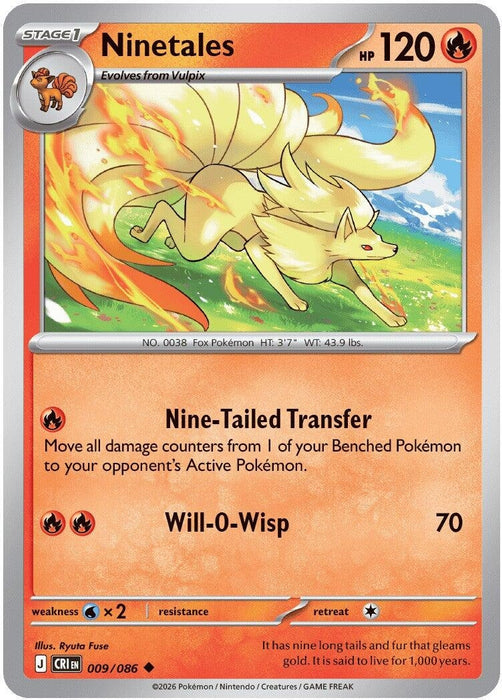 Ninetales (009/086) (Reverse Holofoil) [ME04: Chaos Rising]
