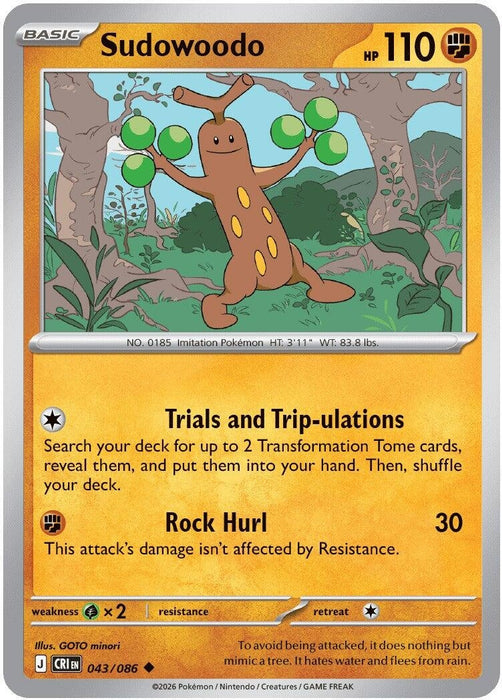 Sudowoodo (043/086) (Reverse Holofoil) [ME04: Chaos Rising]