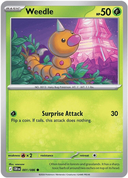 Weedle (001/086) (Reverse Holofoil) [ME04: Chaos Rising]