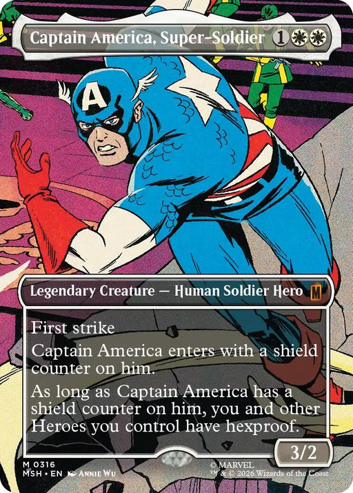 Image for Captain America, Super-Soldier (Borderless) (0316) (316) (Foil) [Marvel Super Heroes] - Magic: The Gathering