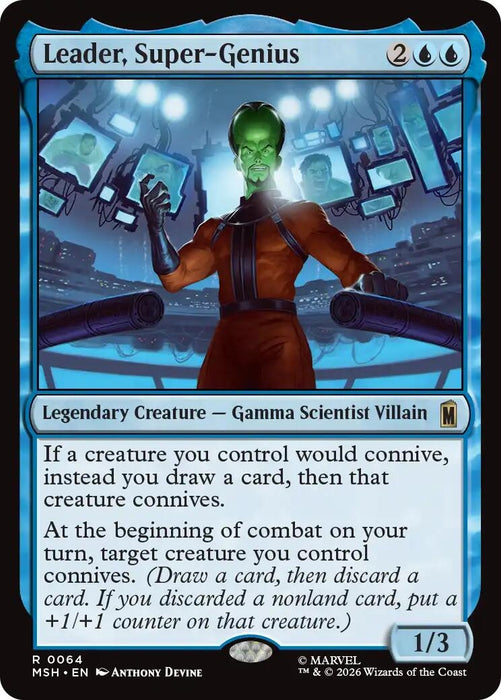 Image for Leader, Super-Genius (64) (Foil) [Marvel Super Heroes] - Magic: The Gathering