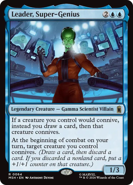 Image for Leader, Super-Genius (64) (Foil) [Marvel Super Heroes] - Magic: The Gathering