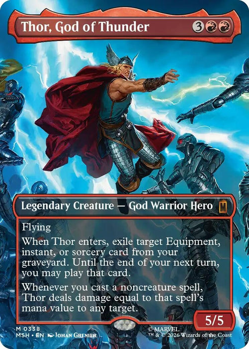Image for Thor, God of Thunder (Borderless) (0338) (338) (Foil) [Marvel Super Heroes] - Magic: The Gathering