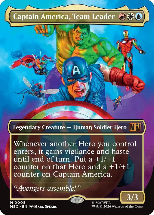 Image for Captain America, Team Leader (Borderless) (5) [Commander: Marvel Super Heroes] - Magic: The Gathering
