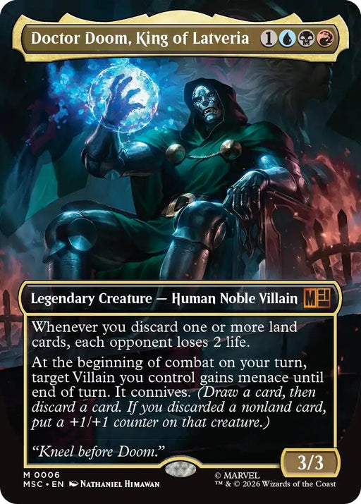 Image for Doctor Doom, King of Latveria (Borderless) (6) (Foil) [Commander: Marvel Super Heroes] - Magic: The Gathering