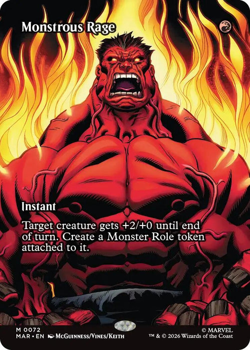 Image for Monstrous Rage (Borderless) (72) (Foil) [Marvel Universe Eternal-Legal] - Magic: The Gathering