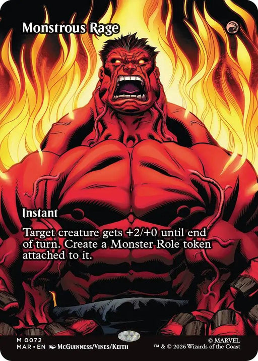 Image for Monstrous Rage (Borderless) (72) (Foil) [Marvel Universe Eternal-Legal] - Magic: The Gathering