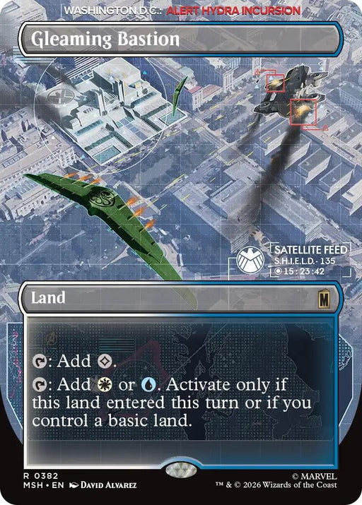 Image for Gleaming Bastion (Borderless) (382) (Foil) [Marvel Super Heroes] - Magic: The Gathering
