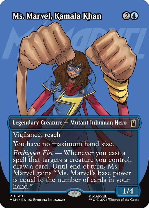 Image for Ms. Marvel, Kamala Khan (Borderless) (361) (Foil) [Marvel Super Heroes] - Magic: The Gathering